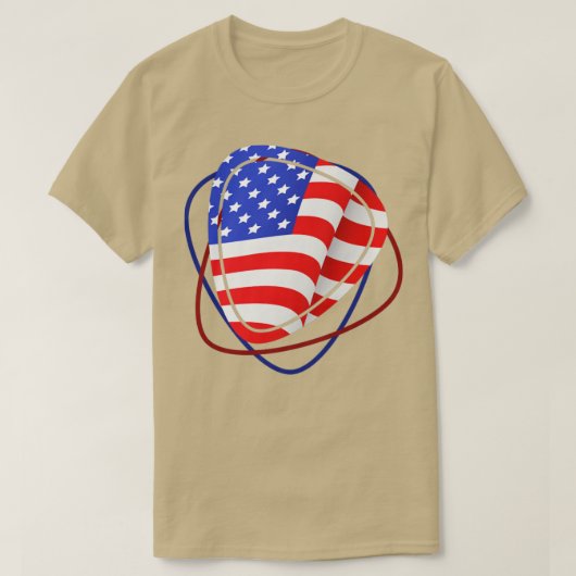 ギタリスト米国国旗のピックギター Tシャツ (デザイン正面)