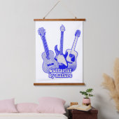 ギタリスト自然。レトロブルーのギター 吊り下げ型タペストリー (寝室)