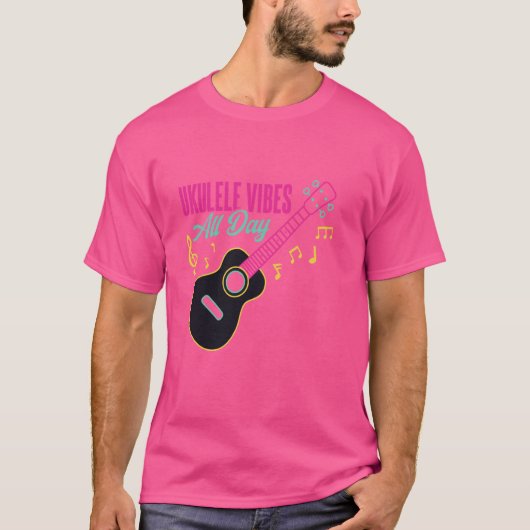ギタリスト・ギター・ウクレレ Tシャツ (正面)