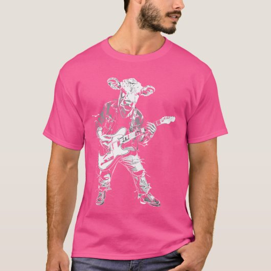 ギタリスト・ギター – 牛農家ブリーダーHereford Cat Tシャツ (正面)
