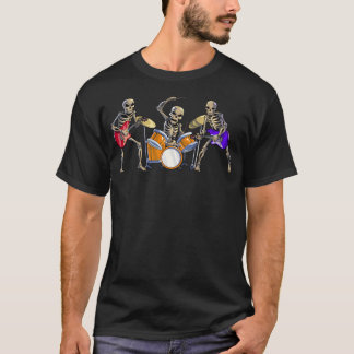 ギタリスト スケルトン ベースギター ドラマー ミュージック Tシャツ