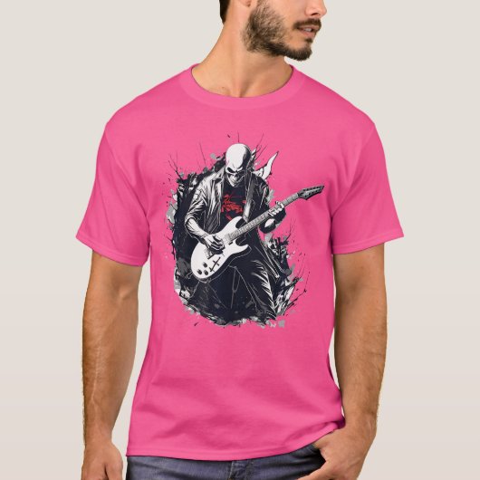 ギタリスト – ミュージシャンE – ギターアコースティックギタ選ー Tシャツ (正面)