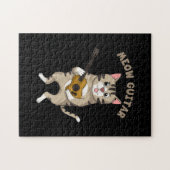 ギタリスト・ミュー・ギターかわいい猫遊のギタークリスマス ジグソーパズル (横)