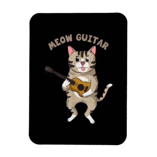ギタリスト・ミュー・ギターかわいい猫遊のギタークリスマス マグネット (縦)