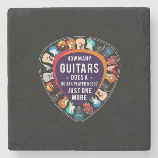 ギタリストHow Many Guitars誕生日 ストーンコースター (正面)