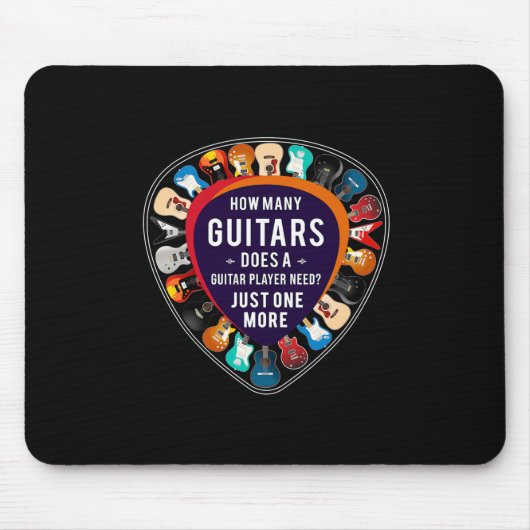 ギタリストHow Many Guitars誕生日 マウスパッド (正面)