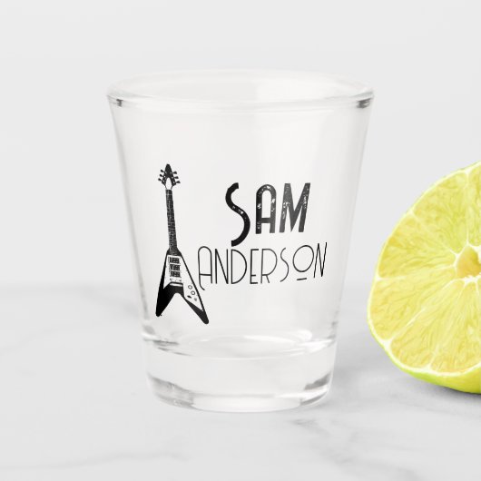 ギタリパーソナライズされたスト向けヴィンテージギフト、ミュージシャン ショットグラス (正面)