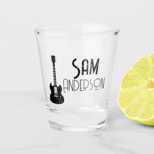 ギタリパーソナライズされたスト向けヴィンテージギフト、ミュージシャン ショットグラス (正面)