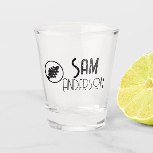 ギタリパーソナライズされたスト向けヴィンテージギフト、ミュージシャン ショットグラス (正面)