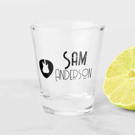 ギタリパーソナライズされたスト向けヴィンテージギフト、ミュージシャン ショットグラス (正面)