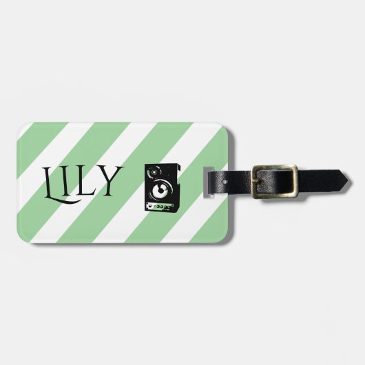 ギタリパーソナライズされたスト向けヴィンテージギフト、ミュージシャン ラゲッジタグ (正面横)