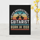ギタリ生まれスト1959年70誕生日・ギター・ギフト・パパ カード (黄色い花)
