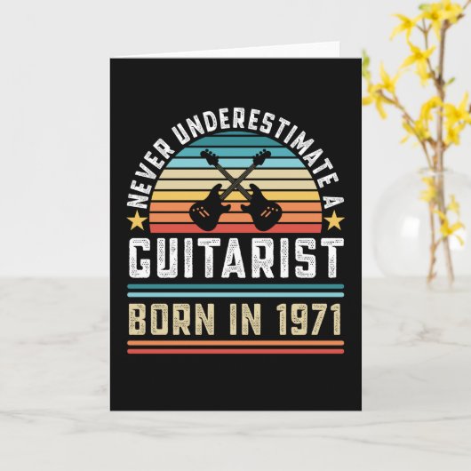 ギタリ生まれスト1971年50誕生日ギターギフトパパ カード (黄色い花)