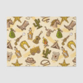 ギターおよびサボテンと着色される野生の西のカウボーイ 薄葉紙 (正面)