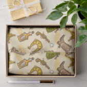 ギターおよびサボテンと着色される野生の西のカウボーイ 薄葉紙 (ギフト)