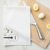 ギターおよび花 キッチンタオル (四つ折り)