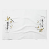 ギターおよび花 キッチンタオル (横)