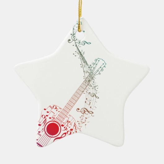 ギターおよび音楽ノート6 セラミックオーナメント (正面)