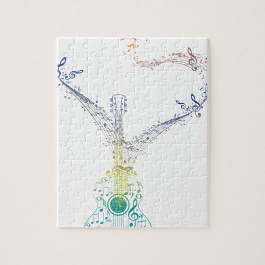 ギターおよび音楽ノート8 ジグソーパズル (縦)