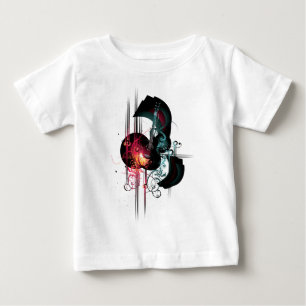 ギターが付いているクールな音楽グラフィック ベビーTシャツ