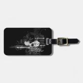 ギターが付いているスカル ラゲッジタグ (正面横)