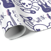 ギターが付いているパンクロックのスカル ラッピングペーパー (ロールコーナー)