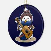 ギターが付いている雪だるま セラミックオーナメント (左)