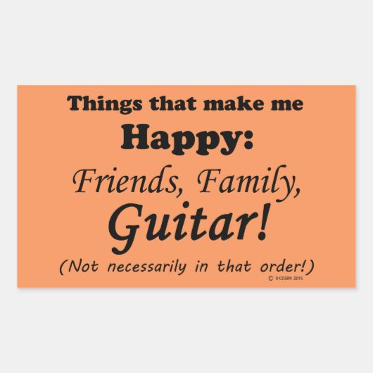 ギターが私を幸せにする 長方形シール (正面)