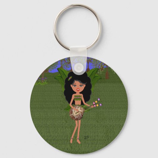 ギターで緑の翼のあるフェイリーを嵐に キーホルダー (正面)