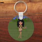 ギターで緑の翼のあるフェイリーを嵐に キーホルダー (正面)