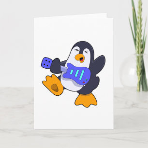 ギターで音楽を奏でるペンギン カード