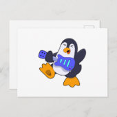 ギターで音楽を奏でるペンギン ポストカード (正面/裏面)