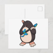 ギターで音楽を奏でるモグラ ポストカード (正面/裏面)