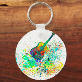 ギターとコードの飛沫 キーホルダー (正面)