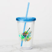 ギターとコードの（ばちゃばちゃ）跳ねる パーソナライズされた アクリルタンブラー (裏面)