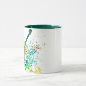 ギターとコードの(ばちゃばちゃ)跳ねる パーソナライズされた マグカップ (中央)