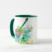 ギターとコードの(ばちゃばちゃ)跳ねる パーソナライズされた マグカップ (正面左)