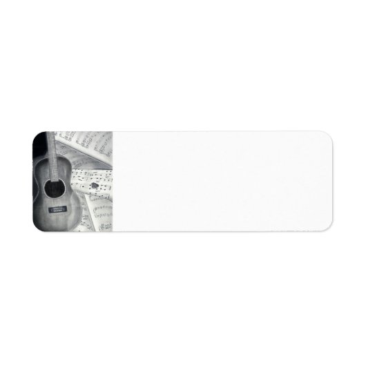 ギターとシートミュージックの差出人住所ラベル ラベル (正面)