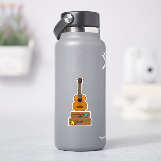 ギターとスーツケースで楽しい旅行 シール (HydroFlask)