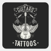 ギターとタトゥーヴィンテージギタリストタトゥー スクエアシール (正面)