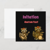 ギターとドラムを演奏する可愛いレッコの音楽好き 招待状 (正面/裏面)