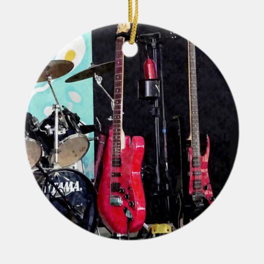 ギターとドラム セラミックオーナメント (正面)