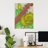 ギターとバラポスター ポスター (ホームオフィス)