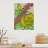 ギターとバラポスター ポスター (キッチン)