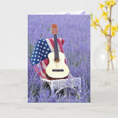 ギターとフラッグオンチェアフレンドシップ カード (黄色い花)