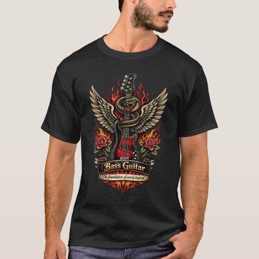 ギターとベースの音楽Tシャツ Tシャツ (正面)