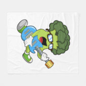 ギターとミュージシャンとしてのブロッコリー フリースブランケット (正面(横))