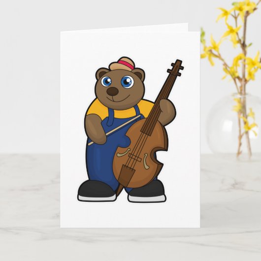 ギターとミュージシャンとしてのベア カード (黄色い花)