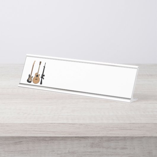 ギターとライフル デスクネームプレート (正面)