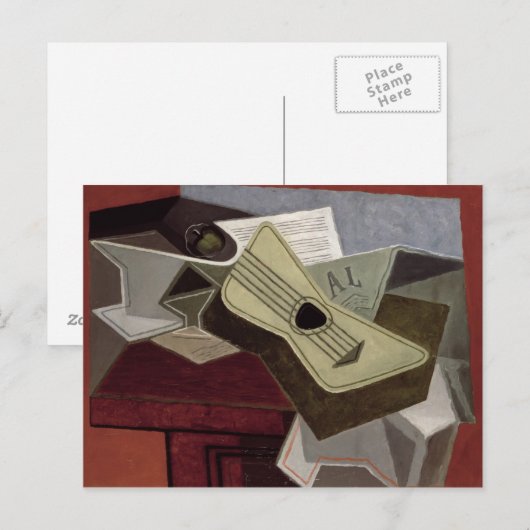 ギターと新聞， 1925 ポストカード (正面/裏面)